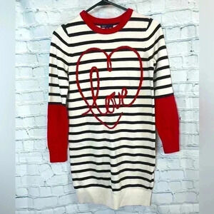 GAP Kids XXL 14/16 HEART Long Sleeve Knit Sweater Dress Striped Valentine’s Day